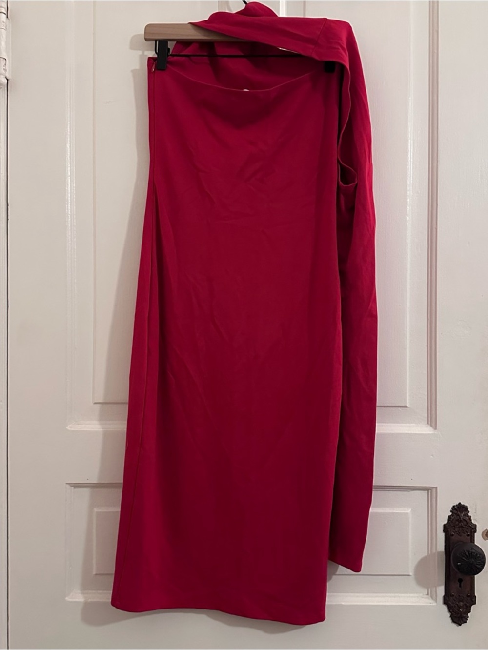 Marcella NYC Manhattan One Shoulder Midi Bodycon Dress Red Size Medium - Picture 5 of 7